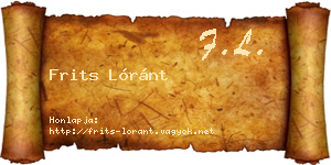 Frits Lóránt névjegykártya